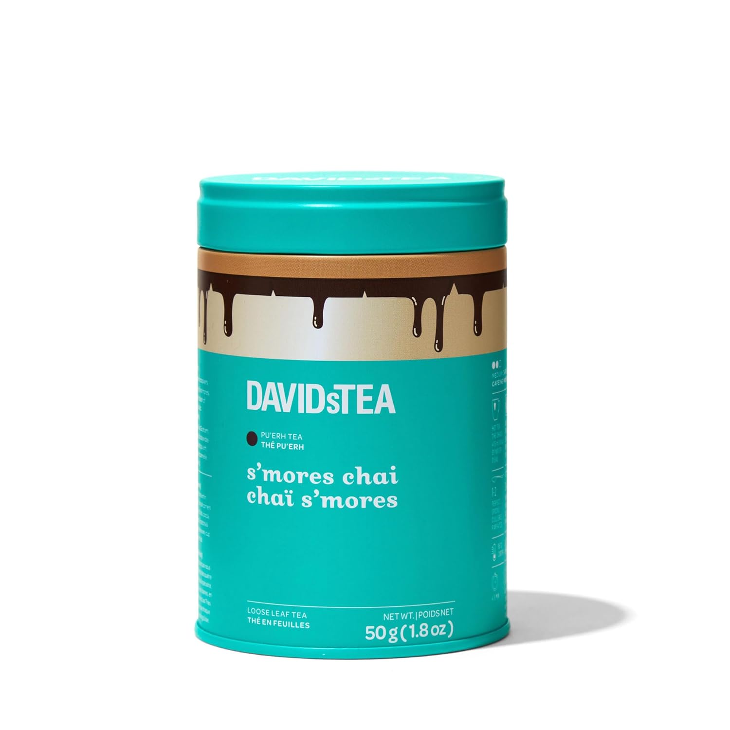 DAVIDsTEA S’mores Chai Tea – Loose Leaf Tea - Dessert‑Style Pu’erh Blend with Marshmallow, Chocolate & Cinnamon – 50g Iconic Tin - Cozy Campfire‑Inspired for Tea Lattes
