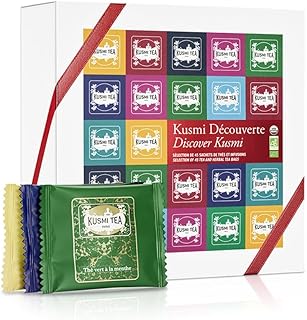 Kusmi Tea - Sampler Assortment Variety Box - Gift Idea for Men and Women - Organic Tea - Green Tea, Black Tea, Herbal Tea, White Tea - A Selection of 9 Flavores - 45 Tea Bags - Kusmi Discovery Set