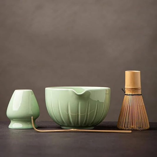 Tang PIN Matcha Set - Match Bowl with Spout and Whisk, 15 OZ, Matcha Scoop, Matcha Whisk Stand (Chasen Holder)