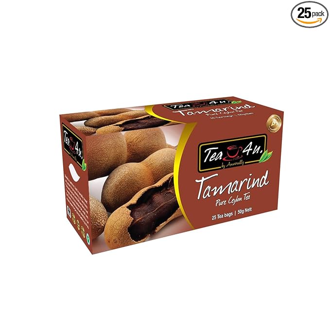 Tea4U Flavored Black Ceylon TeaBags - Tamarind, Ideal Quality from Sri Lanka's Finest Leaves and Expertly Blended - 25 Count