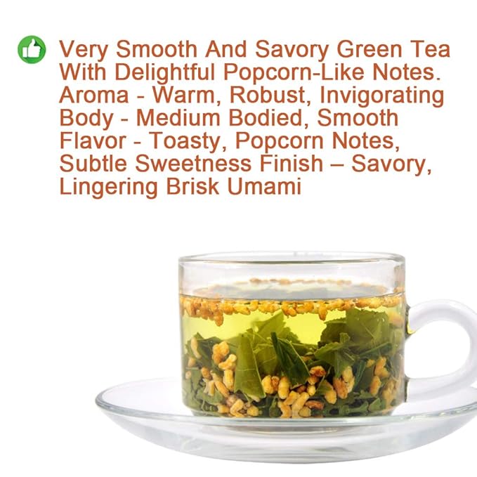 Plant Gift Genmaicha Tea, 玄米茶 Genmai-cha Green Tea with Roasted Rice, Genmaicha - Japanese Loose Leaf Tea - Gen Mai Cha Green Tea, Caffeine Level Low 170G/6oz