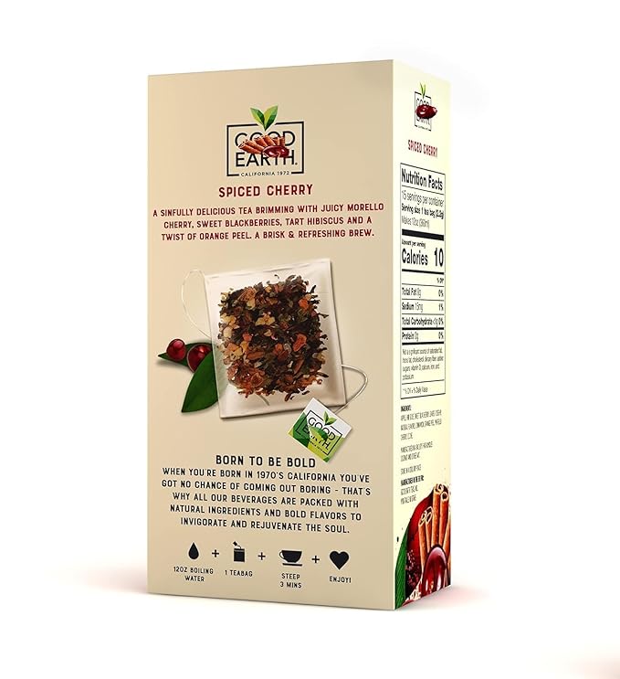 G00DEARTH Herbal Tea Spiced Cherry Flavored, Pack of 60 Teabags, Sensorial Blend, Natural