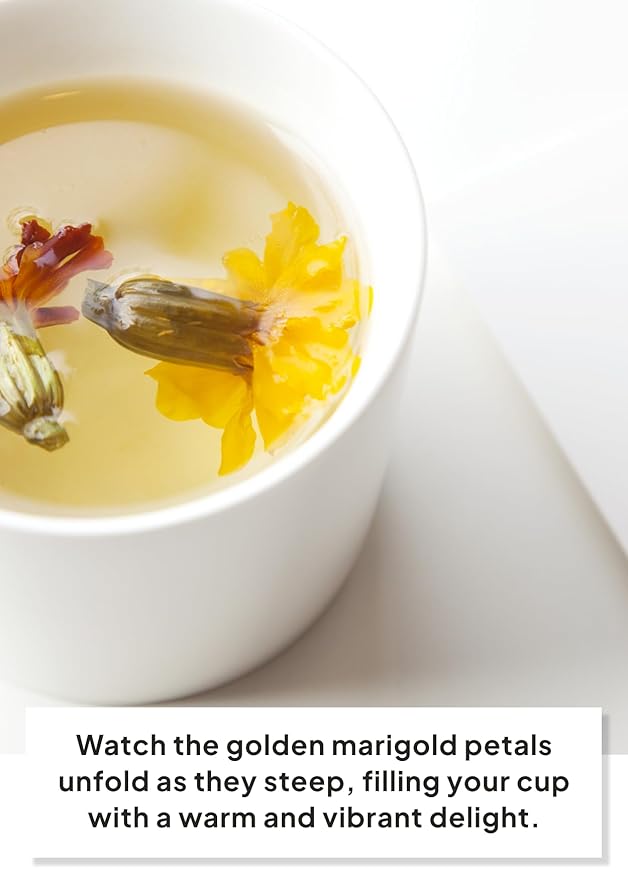 Korean Food, Kkokdam Original Marigold Flower Tea, Decaf Floral Blend, Fully Natural Flowers, No Caffeine, Sugar Free, Zero Calories, Made in Korea