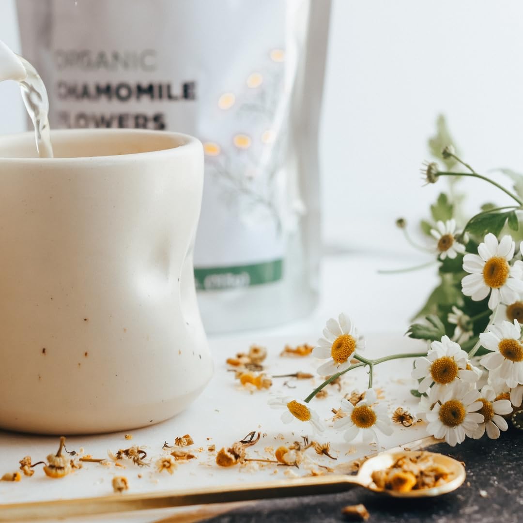 Elanen Naturals Organic Chamomile Flowers 4 oz. (113g), USDA Certified Organic Camomile Manzanilla Tea Loose Leaf, German