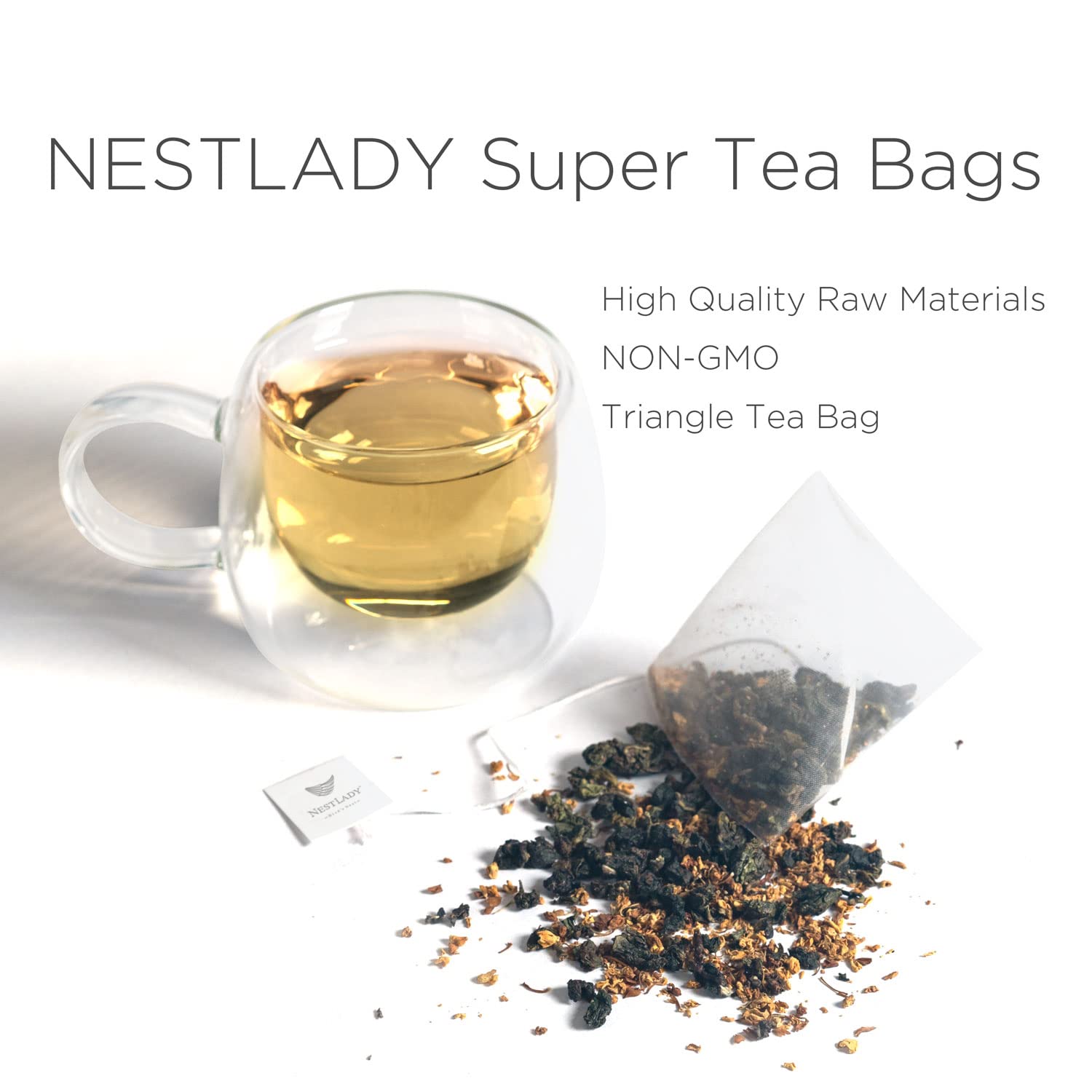 NESTLADY Osmanthus Oolong Loose Leaf Tea – Floral Aroma, Smooth Taste, 20 Bags (60g, 3g/bag)