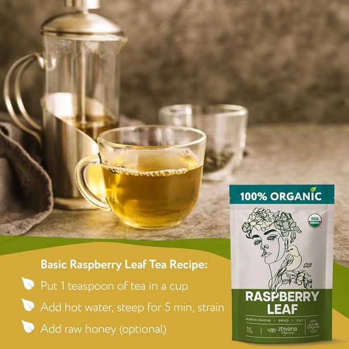 Organic Red Raspberry Leaf Tea – Wild Raspberry Tea for Healthy Cycle – 6oz