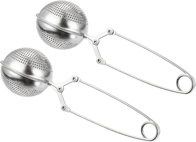 uxcell 2 Pcs Snap Tea Ball Infuser with Handle, Loose Tea Steeper, Stainless Steel Tea Strainer for 