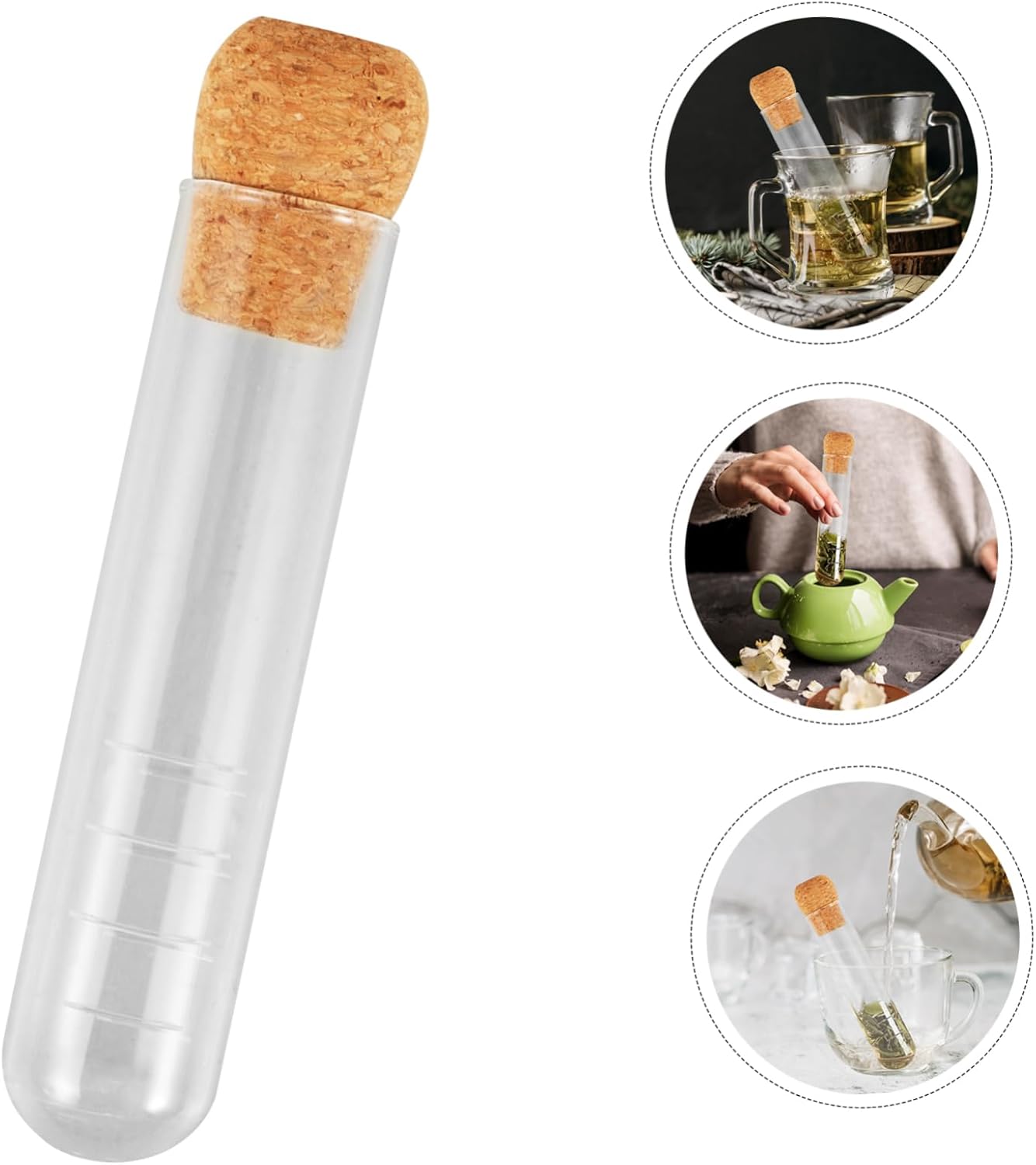 KICHOUSE Perforated Glass Tea Infuser Test Tube Shape Tea Strainer for Easy Brewing for Home Tearooms Restaurants Offices Compact Portable Design