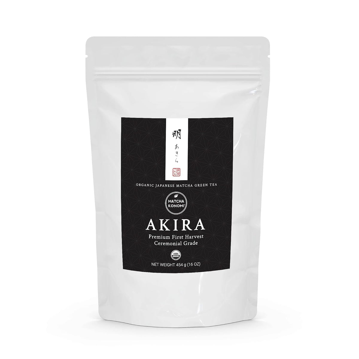 Akira Matcha 100g - Organic Premium Ceremonial Japanese Matcha Green Tea Powder - First Harvest - Zero Sugar - USDA and JAS Certified (3.5 oz bag)