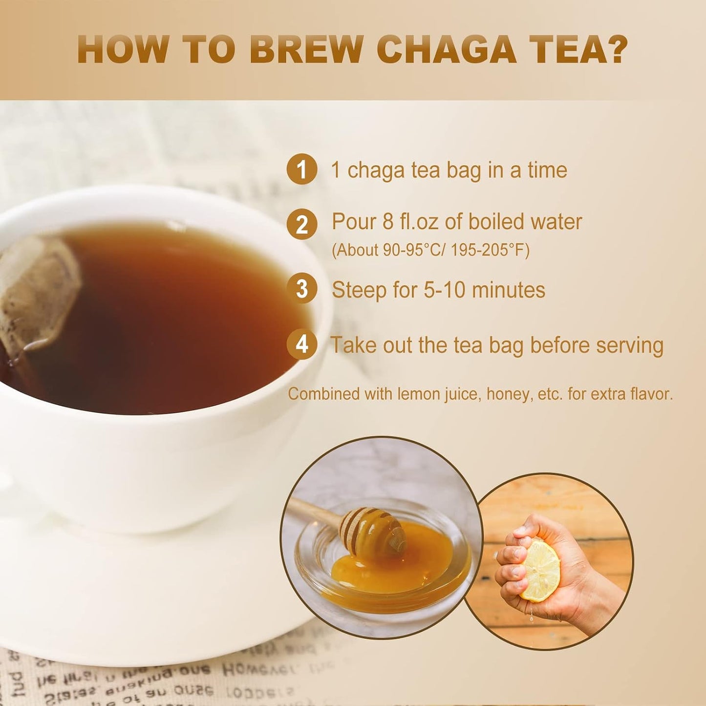FullChea - Chaga Tea Bags, 30 Count, Chaga Mushroom Tea