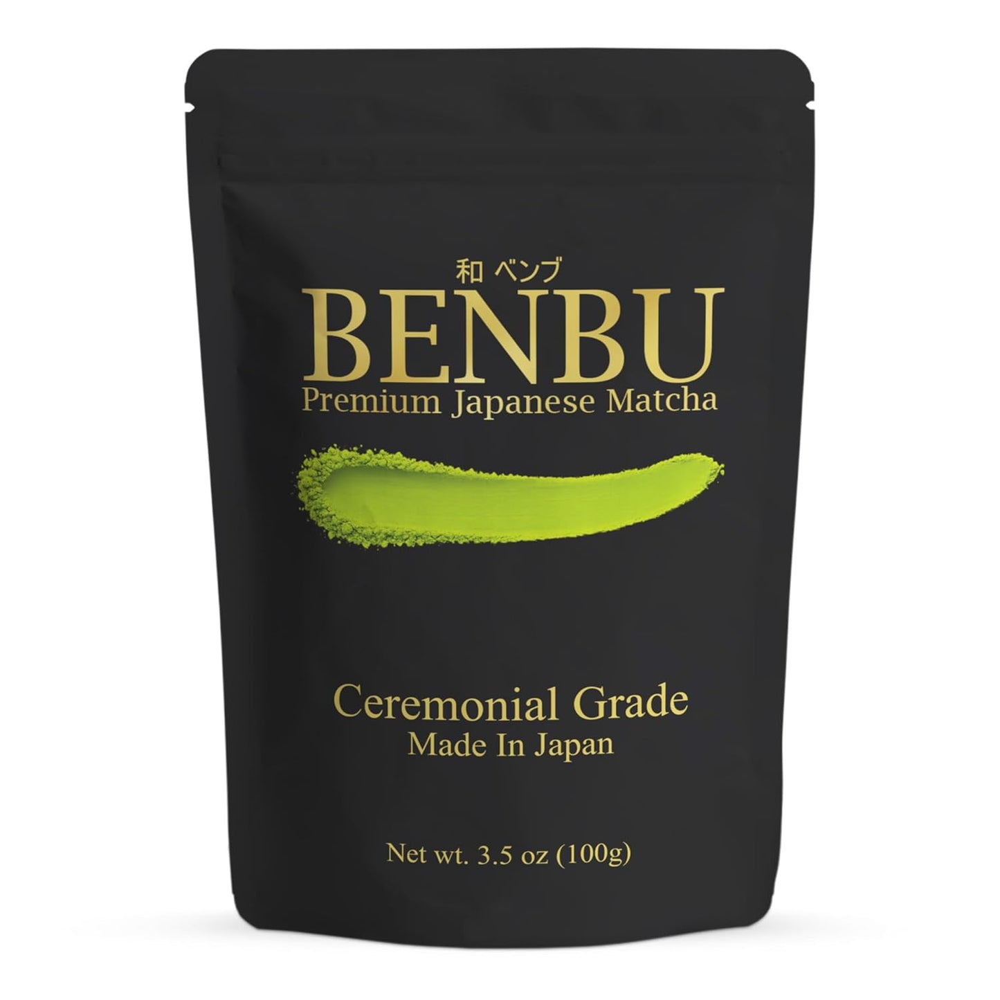 BENBU Matcha Powder - Ceremonial Grade, First Harvest, Stone-Milled in Japan, Authentic Japanese Green Tea, No Additives, 3.5 oz (100g) Pouch