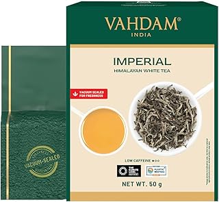 VAHDAM, Imperial White Tea Leaves From Himalayas (25 Cups/1.76oz) High Elevation Grown, White Tea Loose Leaf Tea | Pure Unblended Loose Leaf Tea | Vacuum Sealed