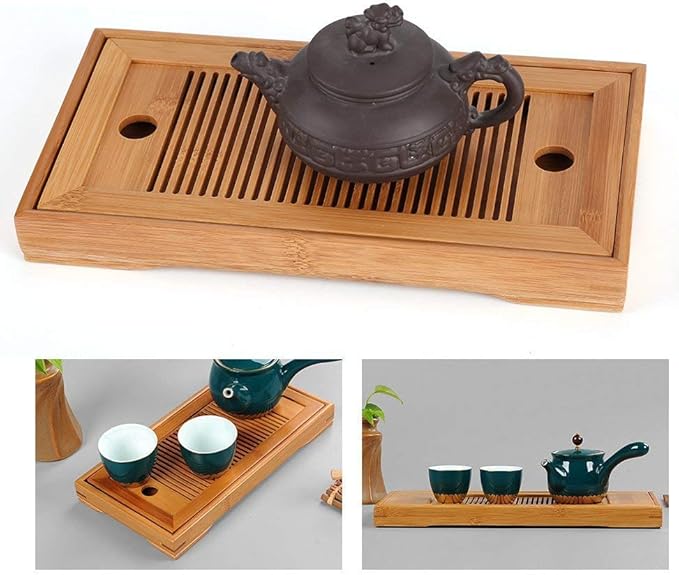 Tasteful Japanese/Chinese Gongfu Tea Table, Serving Tray Box Reservoir & Drainage Type for Teahouse Home Office