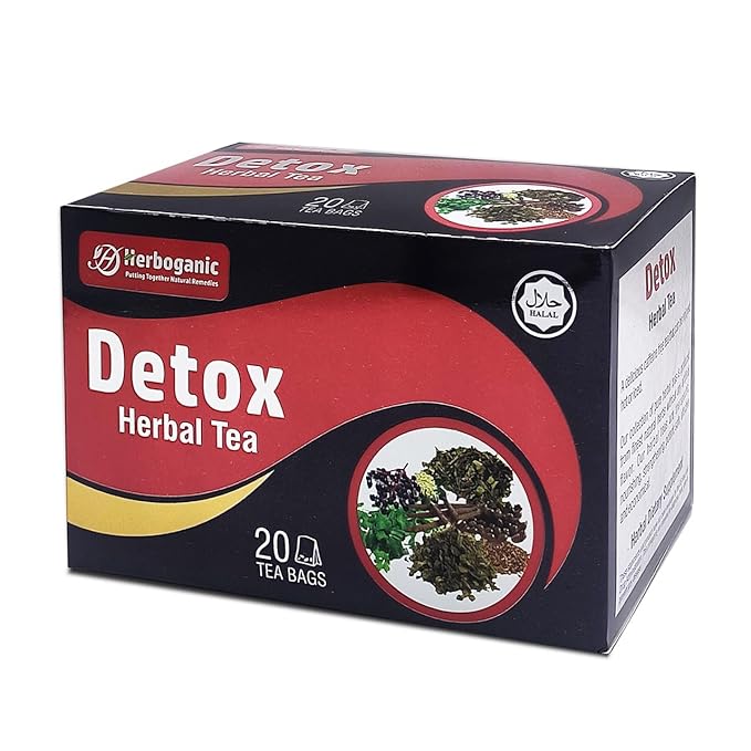 Herboganic Detox Herbal Tea - Wide Variety of Flavors and Benefits, Natural Ingredients, Digestion Support, Immune Boost and More, 20 Tea Bags