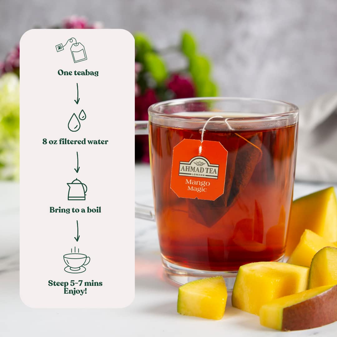 Ahmad Tea Mango Magic Black Tea, 20-Count Boxes (Pack of 6)
