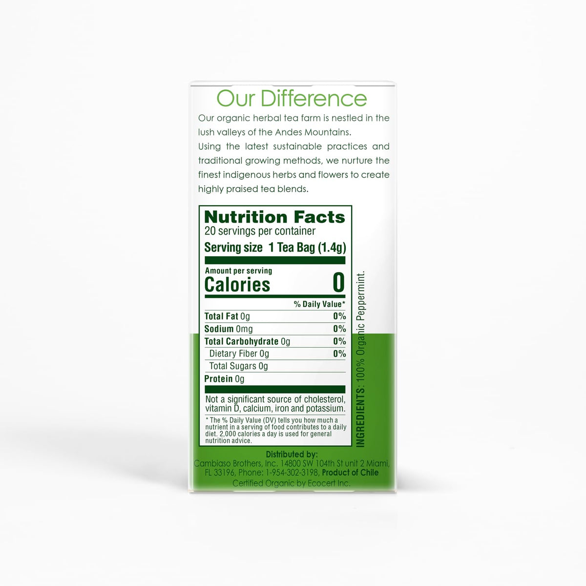 Garden of the Andes Kosher Organic Pure Peppermint Herbal Tea