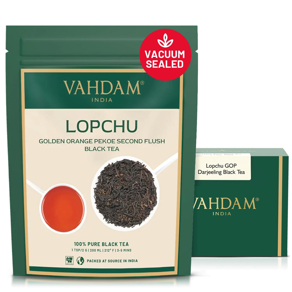 VAHDAM Second Lopchu Golden Orange Pekoe Loose Black Tea (3.53oz|50+ Cups)