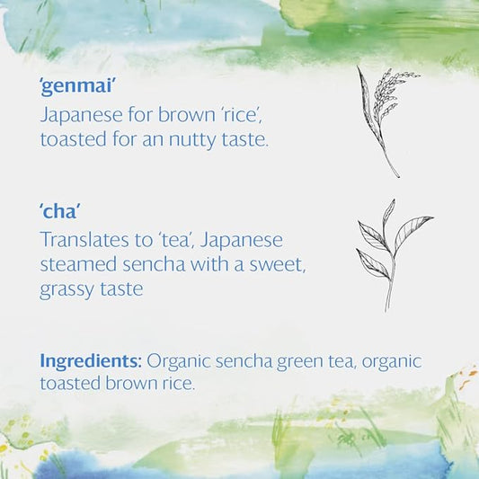 Grace Farms Organic GENMAICHA Green Tea (16 pyramid sachets) | Japanese Sencha and Toasted Rice | Smooth and Nutty | Organic and Kosher Certified | Gives Back 100% of Profits