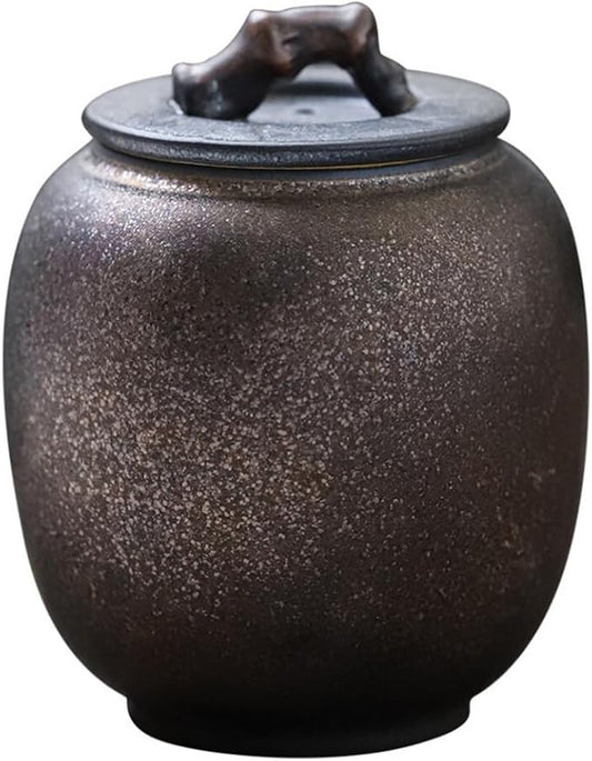 STOBAZA 1pc Vintage Spice Jar Chinese Retro Kitchen Ceramic Tea Canister for Loose Tea, Ceramic Food Storage Containers With Lids for Coffee Beans, Herb, Candy, Spices, Nuts