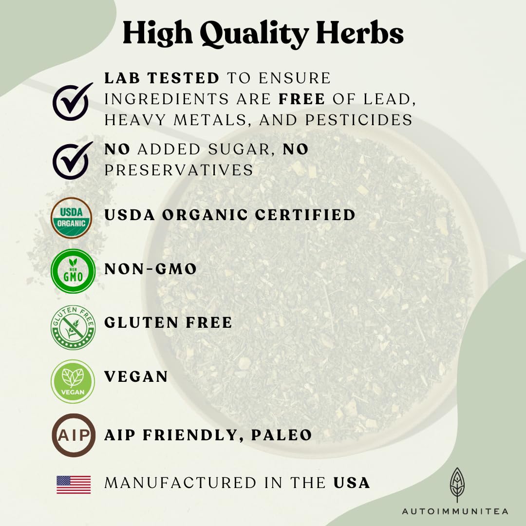 Organic Stinging Nettle Tea Loose Leaf Tea Bags – Soothing Tea for Allergy Relief and Sinus Relief, Lemon Balm, Licorice Root, Caffeine Free, AIP Herbal Seasonal Blend, 15 Count