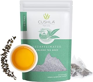 Decaf Oolong Tea Bags, Decaffeinated Hot or Cold Brew, Smoky, Woodsy, Nutty Notes Delicate Toasty Finish - 20 Decaf Oolong Tea Bags