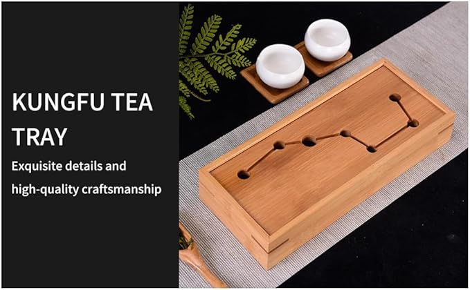 Seven Stars Bamboo Tea Tray 11.8x4.84x1.38in Gongfu Tea Tray Chinese Tea Set Japanese/Chinese Gongfu Tea Table Home Furnishing Serving Water Storage