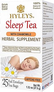 Hyleys Chamomile Tea - 25 Tea Bags (1 Pack) - Herbal, Caffeine-Free Sleepy Time Tea for Night and Bedtime Relaxation