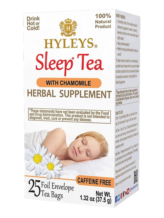 Hyleys Chamomile Tea - 25 Tea Bags (1 Pack) - Herbal, Caffeine-Free Sleepy Time Tea for Night and Bedtime Relaxation