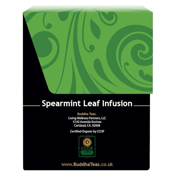 Buddha Teas Organic Spearmint Tea - OU Kosher, USDA Organic, CCOF, 18 Bleach-Free Tea Bags