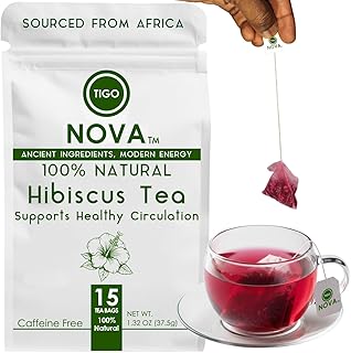 FRESH Premium Hibiscus Tea Bags, 100% Natural & Plant-Based (Vegan) Ingredients, Caffeine free | Authentic African Origin | Eco-conscious Teabags | 15 count