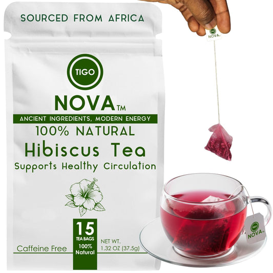 FRESH Premium Hibiscus Tea Bags, 100% Natural &amp; Plant-Based (Vegan) Ingredients, Caffeine free | Authentic African Origin | Eco-conscious Teabags | 15 count