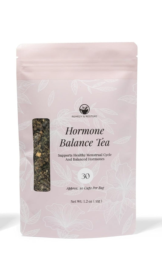 Remedy & Restore Herbal Tea for Hormone Balance - Natural Menstrual Cycle Support, Spearmint Flavor, Loose Leaves, 1 Count