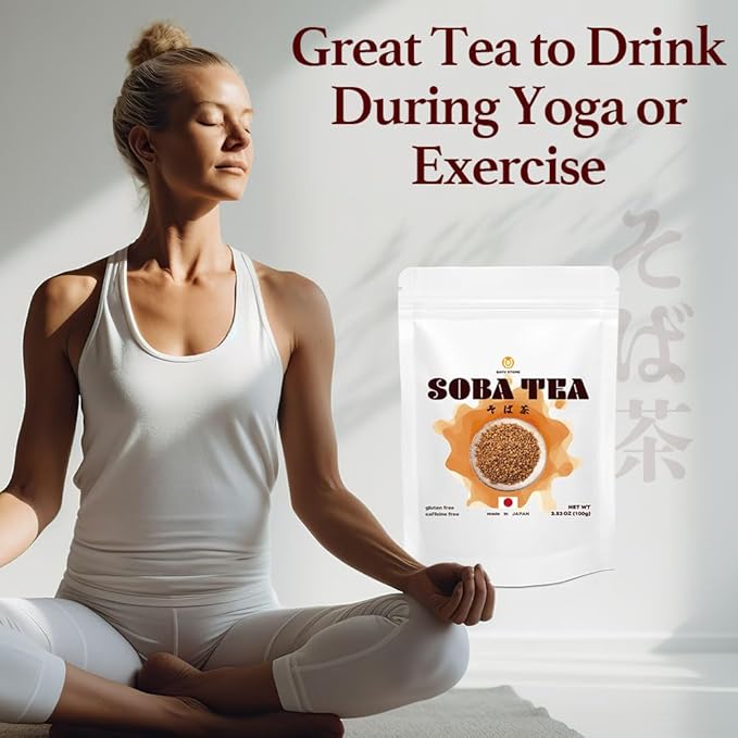 Soba Tea - Buckwheat Tea,Japanese Authentic Drink, Healthy, Gluten-Free, Caffeine-Free, Loose Leaf, Rutin, Magnesium, Vitamins, Low Calorie, Zipper Bag, Made in Japan, Japanese food, 3.5oz (100g)
