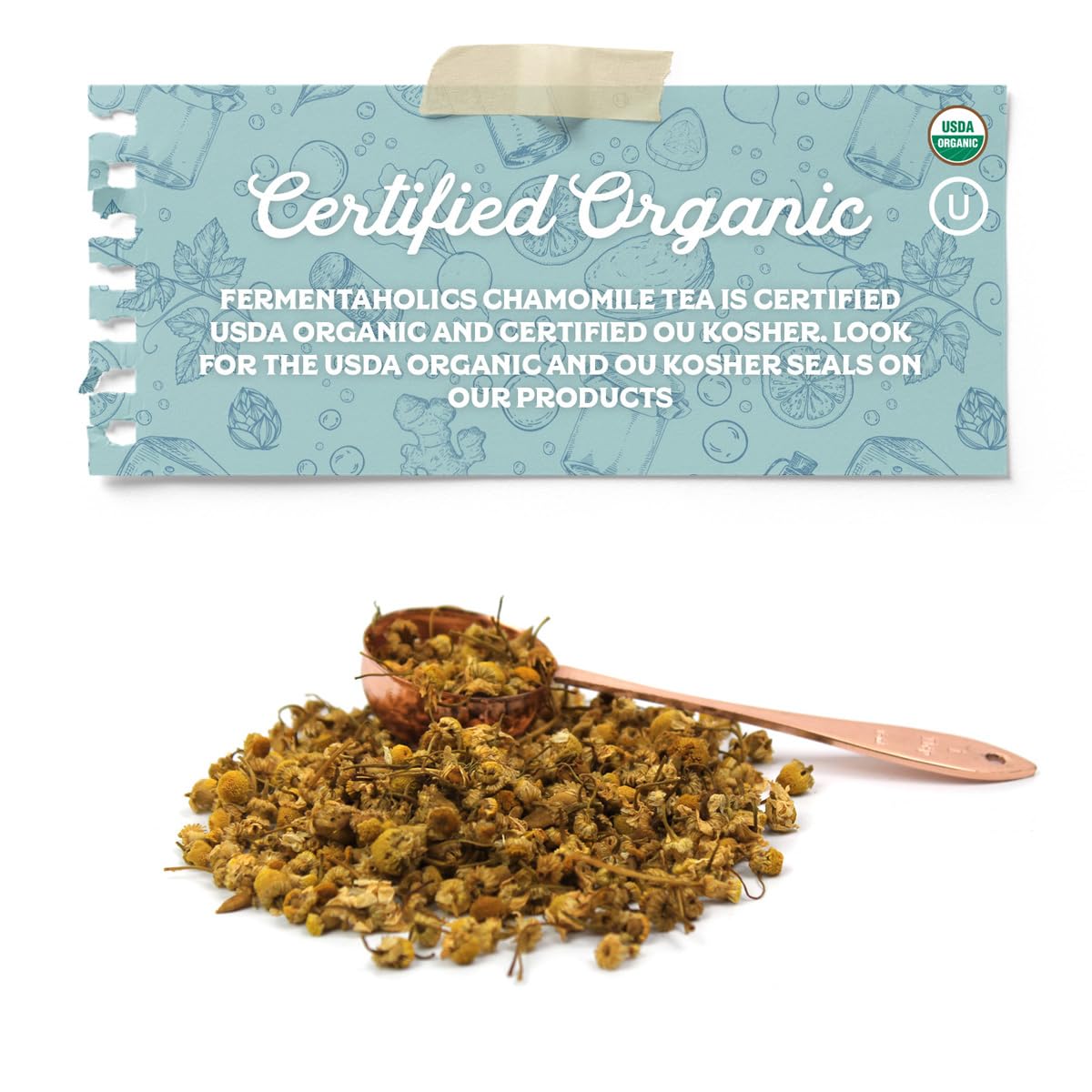 Fermentaholics Chamomile Flowers, Loose Leaf – 2 oz – USDA Certified Organic Loose Leaf – Sweet, Subtle Flavor for Kombucha Brewing & Herbal Tea