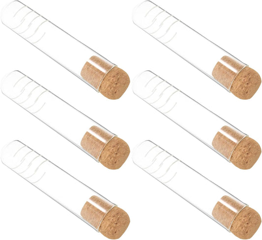 6pcs Glass Tube Tea Infuser Set with Filter and Cork Stopper Glass Tea Strainers for Loose Leaf Brewing