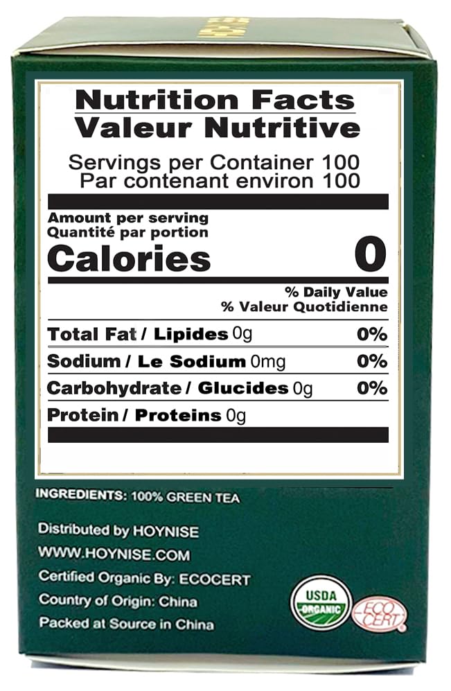 HOYNISE - Organic Green Tea Loose Leaf - Rich in Antioxidants - High Elevation Grown - Fresh & Smooth Flavor - Enjoy Hot or Iced,100g/3.5oz