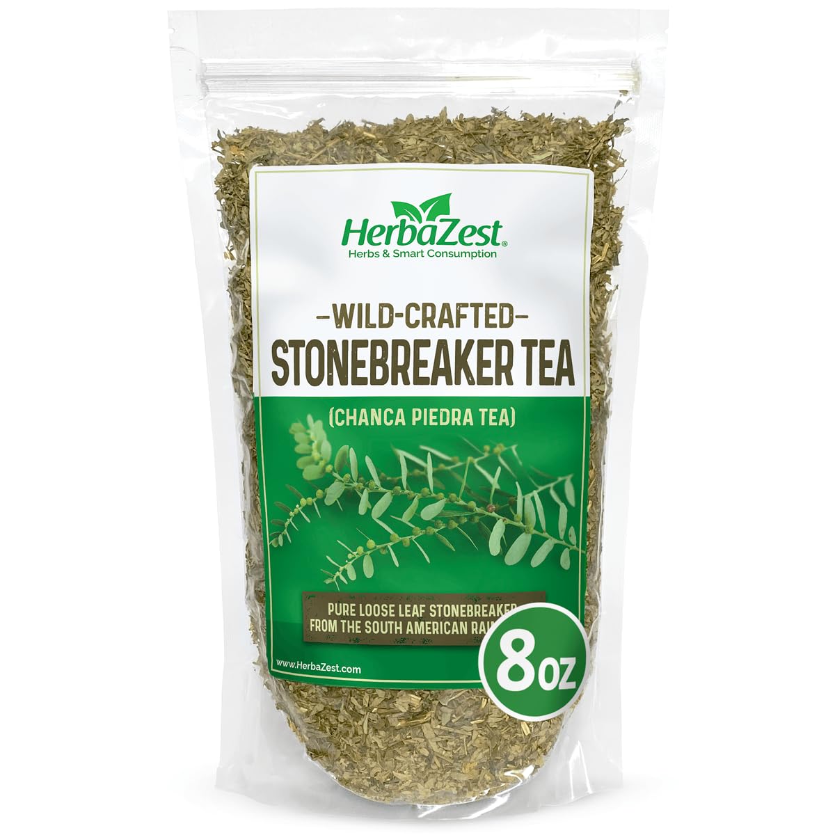HerbaZest Stonebreaker Tea (Chanca Piedra), 8 oz – Caffeine-Free, 100% Pure