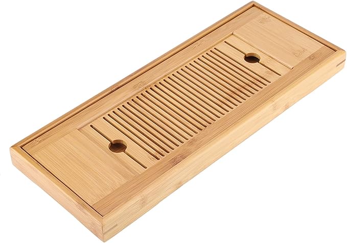Keenso Tea Tray with 2 in 1 Removable Tea Tray for Home Office Table 38 * 15cm, Ecofriendly Mini Serving for Chinese Gongfu Service for 2-3 Persons