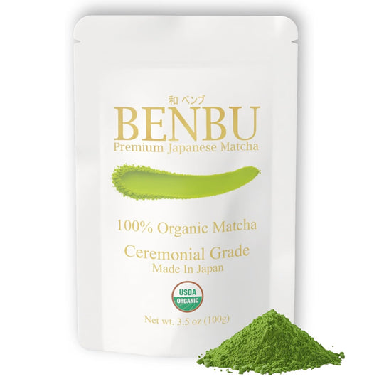 BENBU Matcha Powder - USDA Organic Ceremonial Grade, First Harvest, Stone-Milled in Japan, Authentic Japanese Green Tea, No Additives, 3.5 oz (100g) Pouch
