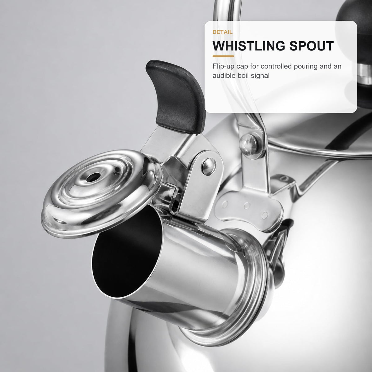 BAERFO 2 Qt Whistling Tea Kettle, Stainless Steel Stovetop Kettle, Silver