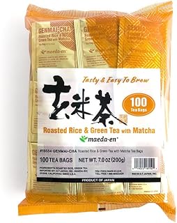 Authentic Maeda-en Japanese Genmai-cha Green Tea - 100 Foil Wrapped Tea Bags (Pack of 1)