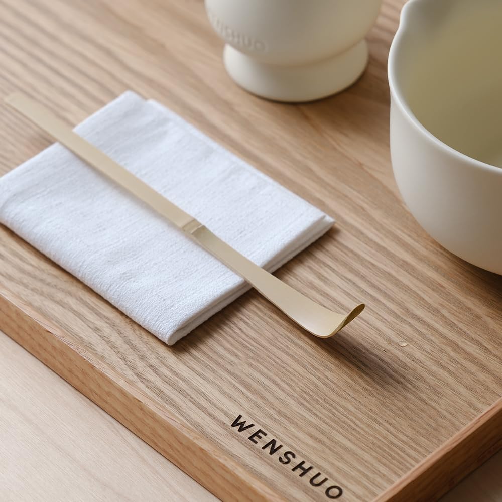 WENSHUO Matcha Whisk Set, Ceramic Matcha Bowl with Spout, Crème,5-Pc | Matcha kit includes 14 oz bowl, 100-prong bamboo whisk, holder, and scoop.Low walls and wide bowl make whisking easy
