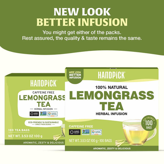 HANDPICK Lemongrass Teabags (100 Count) Made with Quality Lemongrass Stalks