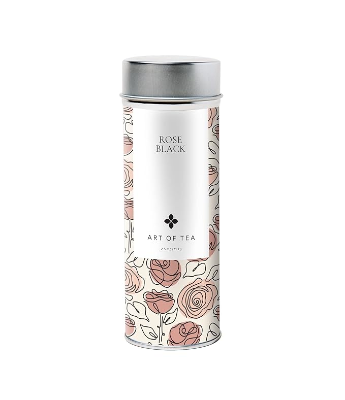 Art of Tea, Rose Black 2.5oz, Naturally Caffeinated Rose Tea, Artisan Loose Leaf Tea Tin
