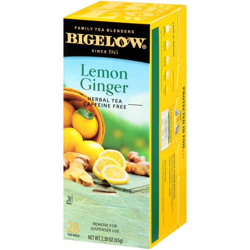 Bigelow Tea Bigelow Lemon Ginger Herbal Tea Bags 28-Count Box (Pack of 1) Lemon Ginger Tea Bags Herbal Tea All Natural Gluten