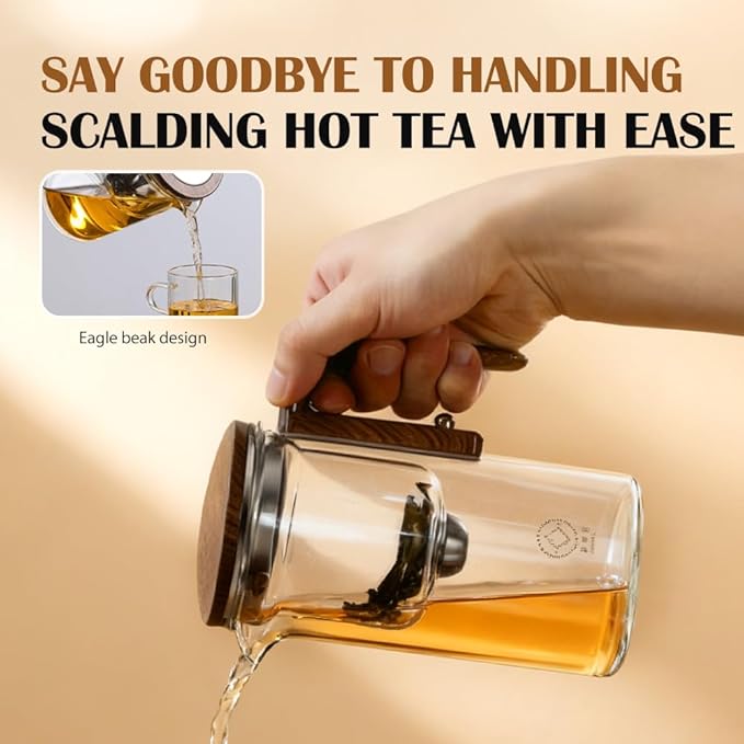 2026 New Magical Teapot, Enchanted Witchcraft Tranquil Push Control Magic Teapot with Handle, Magnetic Glass pot with Strainer for Home, Outdoor, Gifting and Office (600ml)