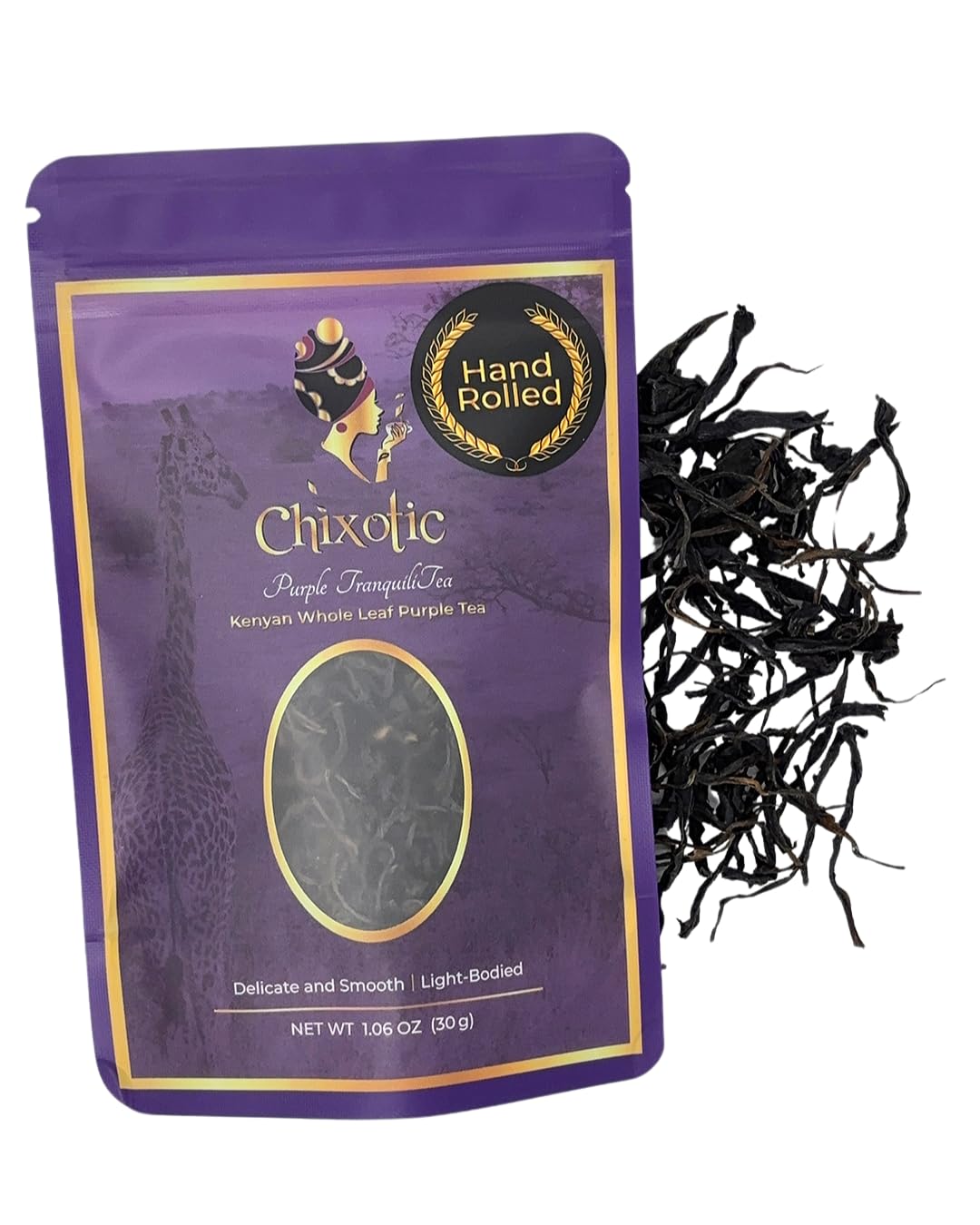Chixotic Kenyan Purple Tea Loose Leaf, Low Caffeine Alternative to Coffee and Stronger Teas, Handrolled Whole Leaf Tea, Antioxidant-Rich, Smooth Non-Bitter Taste, 60g