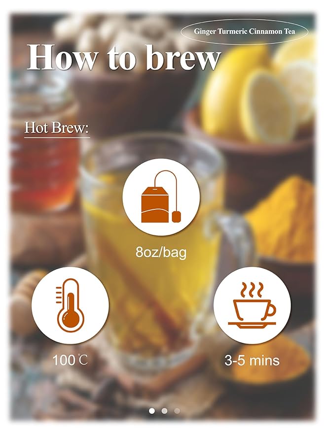 Loomica Turmeric Ginger Cinnamon Tea, Naturally Caffeine-Free, Warm & Spicy Herbal Blend, Rich & Aromatic