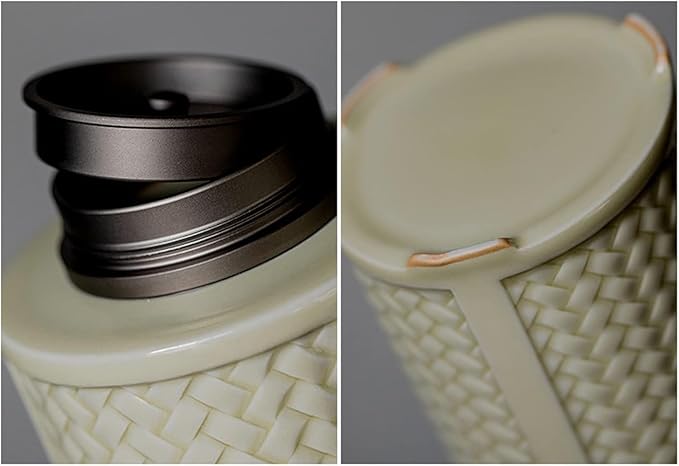 ELEFOCUS Storage Jars Ceramic Loose Tea Tin Storage Caddy Canister Container Tins Jar with Airtight Double Lids, 550ML Buffets