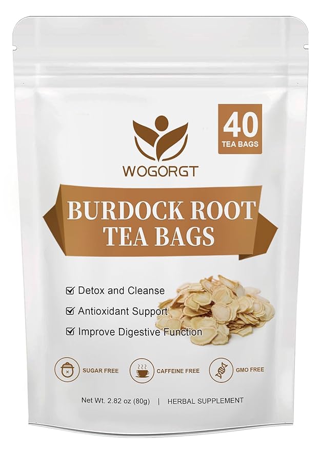 Burdock Root Tea - Natural Burdock Root Herbal Tea Bags for Antioxidant, Digestion and Immune Support, Caffeine Free - 40 Tea Bags